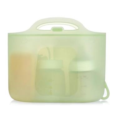 Imagem de Sacos esterilizadores de garrafa de viagem de silicone XL | Sacos esterilizadores a vapor de micro-ondas para mamadeiras, bomba de leite e chupetas, sacos reutilizáveis de esterilização a vapor para