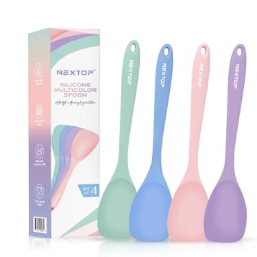 Imagem de NEXTOP Conjunto de 4 espátulas de silicone - Colheres de borracha antiaderentes resistentes ao calor, utensílio raspador de cozinha de silicone sem costura - raspadores de mistura, assar e cozinhar
