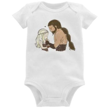 Imagem de Body Bebê Khal Drogo e Daenerys Targaryen - Foca na Moda, Branco, G