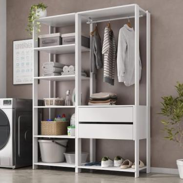 Imagem de Armário Multiuso de Lavanderia Modulado 135cm 2 Peças Multimóveis Mp5058 Branco