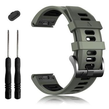 Imagem de EZMVZKU Pulseiras de relógio de ajuste rápido de 26 mm para Fenix 8 AMOLED 51 mm/Fenix 7X/7X Pro/6X/6X Pro/5X Plus/3 HR, pulseiras esportivas de silicone compatíveis com Garmin Enduro 3/2/Descent Mk3i