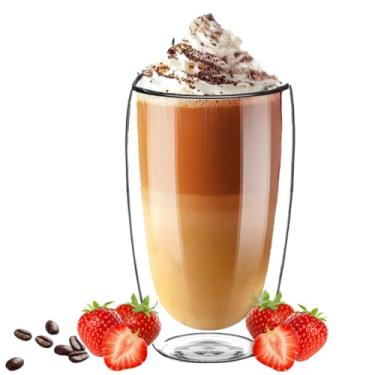 Imagem de Copo Parede Dupla Camada Vidro Duplo Borossilicato Transparente 450ml Grande Suco Refrigerante Chopp Cerveja Café Chá Isolante Térmico