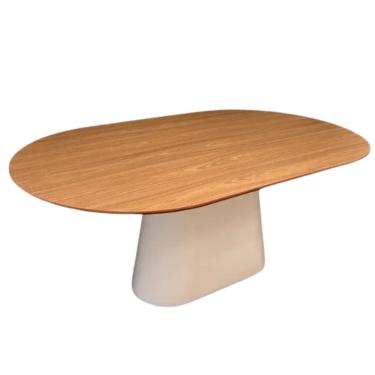 Imagem de Mesa de Jantar Cone Oval Oblongo 244x137 cm Base Laqueado Tampo Freijó