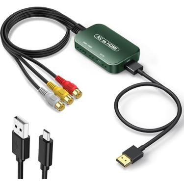 Imagem de Viagkiki Conversor Rca Para Hdmi, Adaptador Av Para Hdmi, Conversor De Áudio E Vídeo Composto Rca Para Hdmi Para Ps1, Ps2, Ps3, Stb, Xbox, Vhs, Vcr, Reprodutores De Dvd Black-Ray (Cabo Hdmi Incluído