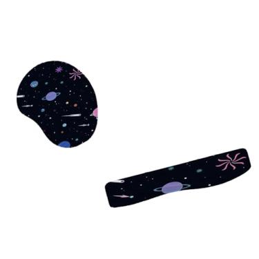 Imagem de Kit Mouse Pad E Apoio Teclado Ergonômico Viagem Pelo Espaço Estelar