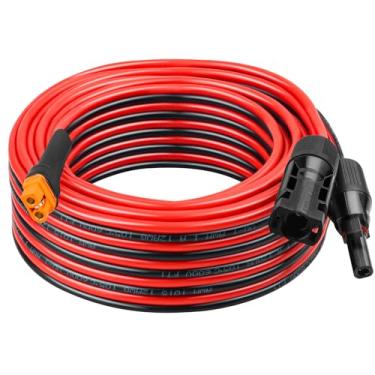 Imagem de XRDS -RF Cabo de extensão solar para XT60i de 12 AWG - cobre estanhado, fio fêmea XT60i resistente para painel solar, bateria e estação de energia, baixa resistência