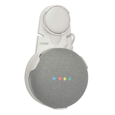 Imagem de Suporte de tomada de parede Coby para Google Home Mini, dispositivo de alto-falante inteligente com cabo de gerenciamento de plugue, Branco