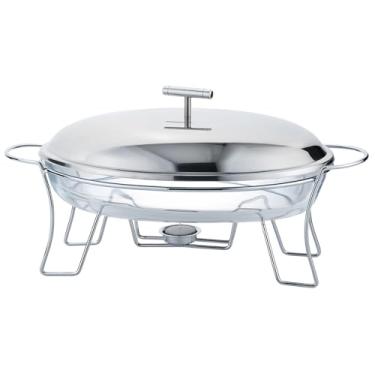 Imagem de Mimo Style Rechaud Oval de Vidro com Tampa e Suporte de Inox 2,4 Litros