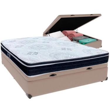 Imagem de Cama Box Baú Viúvo Bege + Colchão Orthosono D33 Anjos