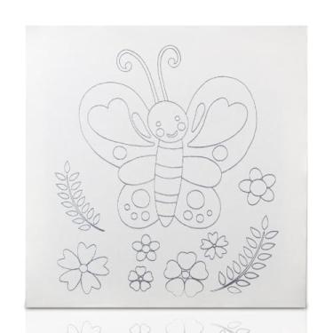 Imagem de Tela De Pintura Riscada, 30cm X 30cm, Desenho: Borboleta - Souza & Cia (Ref: 8157)
