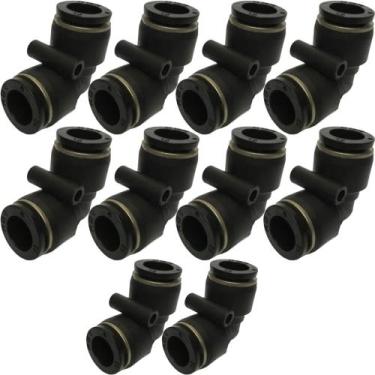 Imagem de 10 Conexão Cotovelo Emenda Engate Rápido Pneumática Tubo 4mm - AKME