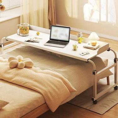 Imagem de Mesa para cama com rodas e altura ajustável, mesa de cabeceira para computador, mesa ajustável e móvel