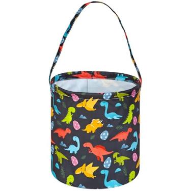 Imagem de VAIVUSTO Cestas De Coelho Da Páscoa Para Crianças, Meninos E Meninas, Caça Aos Ovos Páscoa, Bolsa À Prova D'Água Com Estampa Coelho, Cesta Presente Bebês, Decorações Artigos Festa (Ovo Dinossauro Ve