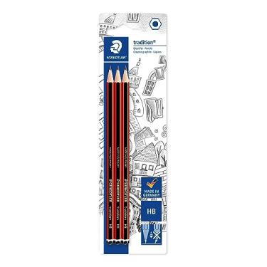 Imagem de STAEDTLER Lápis grafite 110-HBBK3D Tradition para desenho e esboço - HB (pacote com 3)