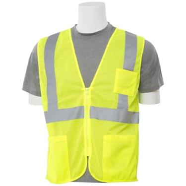 Imagem de ERB Colete de segurança de malha econômica 61653 S363P Classe 2 com bolsos, verde-limão, 5GG