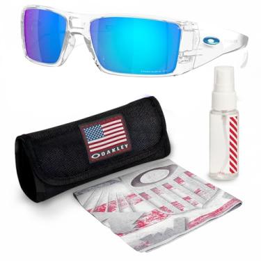 Imagem de OAKLEY Armação transparente HELIOSTAT OO9231 – Lentes polarizadas PRIZM SAPPHIRE, óculos de sol polarizados retangulares com kit de óculos oficial, Transparente polarizado (61 mm), 61 mm