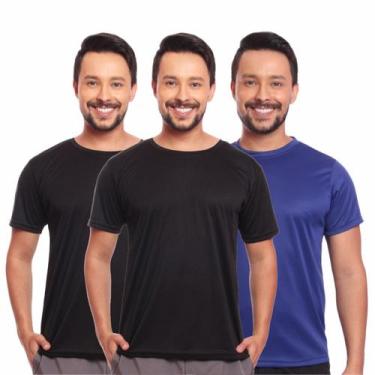Imagem de Kit 3 Camisas Masculina Manga Curta Dry Fit Proteção Uv - Brás e Cia, 