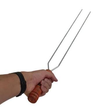 Imagem de Espeto Duplo Para Churrasco 65cm em Aço DWS Cabo de Madeira - DWS Esta