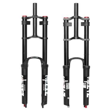 Imagem de ZTZ Garfo de suspensão a ar para mountain bike de 26/27,5/73.7 cm, ajuste de rebote, viagem de 180 mm, QR 9 x 100 mm, direção reta 1-1/8, garfo frontal com design de ombro duplo ultraleve para XC/AM