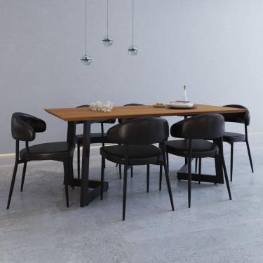 Imagem de Conjunto para Cozinha com 6 Cadeiras Toronto Preto/Mel