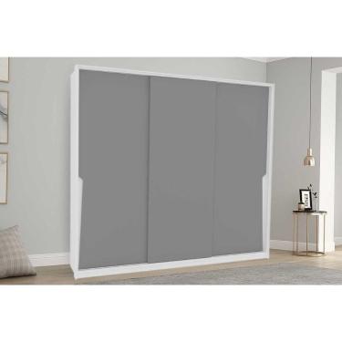 Imagem de Guarda Roupas 3 Portas de Correr de e 4 Gavetas Porto Branco/Cinza - Politorno