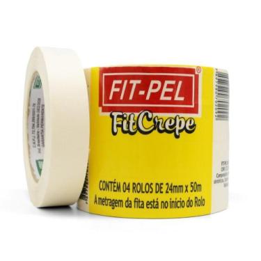 Imagem de Fita crepe adesiva 24 mm x 50 metros com 4 peças - 10402104 - Fit-Pel