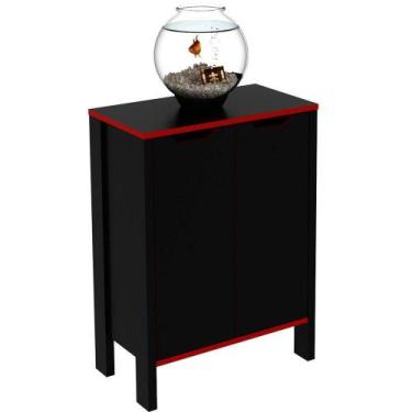 Imagem de Armário Gamer Para Escritório Multiuso Baixo 2 Portas Preto/vermelho -