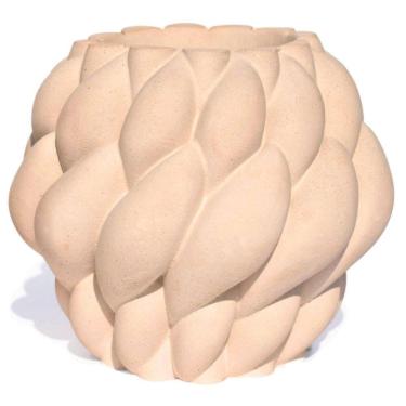 Imagem de Vaso Decorativo Novelo 13cm Em Cimento Artesanal Sala E Cozinha Palha