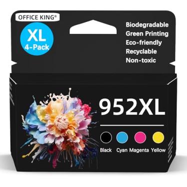 Imagem de Cartuchos de tinta 952XL 952 XL Pacote com 4 (com chip) 952XL 952 XL Substituição para impressoras HP Officejet Pro 8710 7720 7740 8715 8720 8730 8740 8210 (preto, Cayn, magenta, amarelo)