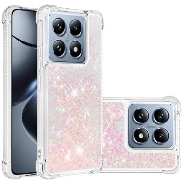 Imagem de Monwutong Capa de ajuste fino para Xiaomi 14T, capa para Xiaomi 14T Pro, capa elegante de silicone com efeito areia movediça líquido com glitter, capa de proteção de tela e câmera para Xiaomi 14T/14T