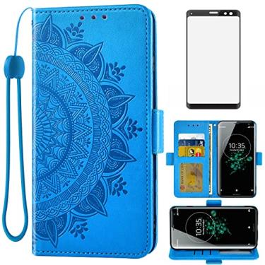 Imagem de Asuwish Capa carteira compatível com Sony Xperia XZ3 e protetor de tela de vidro temperado porta-cartão de crédito flip acessórios alça de pulso suporte capa de celular para Experia ZX3 H8416 feminino