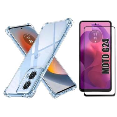 Imagem de Kit Capinha Case Capa Anti Impacto + Película De Vidro 3D Para Motorola Moto G24