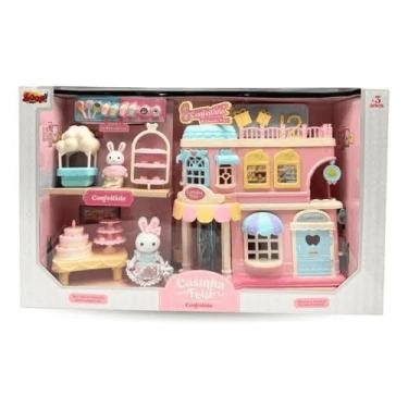 Imagem de Casinha Feliz Confeitaria, Casa de Bonecas em Miniatura, com Acessórios e Bonecos