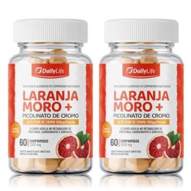 Imagem de Kit 2x Laranja Moro + Picolinato de Cromo Chromium Picolinate 250mcg 60 Comprimidos Mastigaveis Importado - Daily Life