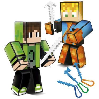 Imagem de Boneco Mine Kit Youtubers Cadres E Lopers 25cm kit 2un Craft - ALGAZAR