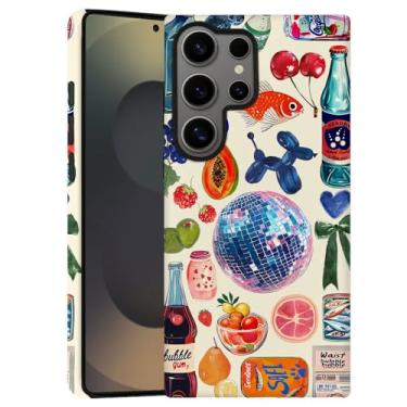 Imagem de Capa para Samsung Galaxy S24 Ultra, capa de telefone fosca macia com proteção de câmera - colagem de arco de frutas europeia