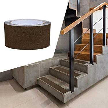 Imagem de Fita de segurança antiderrapante de 5 cm x 76 cm para degraus de escada, antiderrapante, alta tração, fricção, aderência forte, adesivo, fita de cuidado - marrom (largura de 5 cm, marrom)