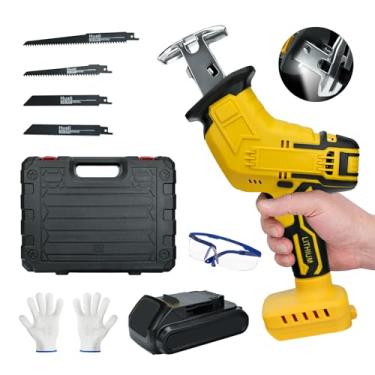 Imagem de HLiePiHa Serra Alternativa Sem Fio, Serra Sabre Para Dewalt, Bateria De 20 V E 2000 Mah, Velocidade Variável, Motosserra Com Trava De Segurança, Motosserra Alimentada Por Bateria Para Cortar Madeira