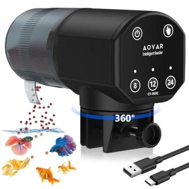 Imagem de Aoyar Alimentador automático de peixes para aquário: alimentador de peixe recarregável, à prova de umidade e alimentador de férias de tartaruga betta de grande capacidade de 200 ml, temporizador