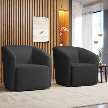 Imagem de Poltrona Decorativa Base Giratória Kit 2 Stella Max Sintético D03 - D'