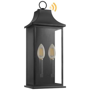 Imagem de MARYRAIN Luzes de varanda externa, luminária impermeável para varanda frontal, montagem automática de parede do crepúsculo ao amanhecer com sensor de movimento, 52 cm, 2 luzes, para garagem, porta da