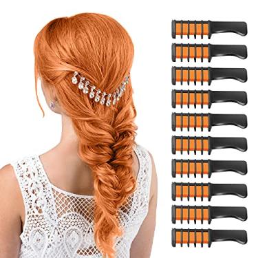 Imagem de MSDADA Giz de cabelo laranja para meninas - pente de giz de cabelo lavável temporário para crianças - maquiagem faça você mesmo, festa de aniversário, presentes de Natal, brinquedos para meninas de 6