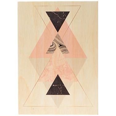 Imagem de Arte Maníacos Quadro Decorativo em Madeira Geométrico Triângulos Ampulheta - 46 x 32.5 cm, Rosa,