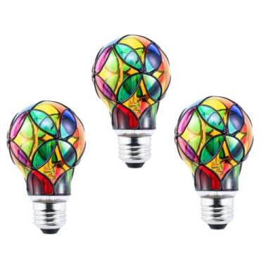 Imagem de Lâmpada LED Lpraer Edison Stained Glass E26 A60 3,5 W, pacote com 3