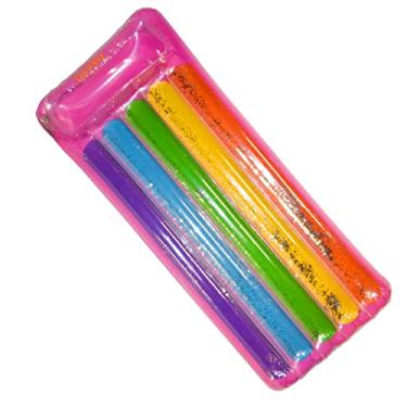 Imagem de Espreguiçadeira de piscina arco-íris com glitter de coco – Jangada inflável – boia e brinquedo aquático durável de longa duração – Decoração divertida para festas, eventos – Idades a partir de 8 anos