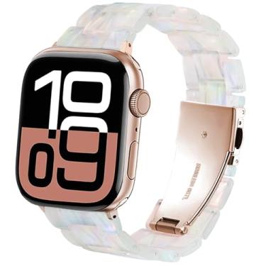 Imagem de SPINYE Pulseira de substituição de resina colorida de 42 mm, 44 mm, 45 mm, 46 mm e 49 mm, para Apple Watch séries 10/9/8 / Ultra/7/SE/6/5 / 4/3 feminino (fluorescência)
