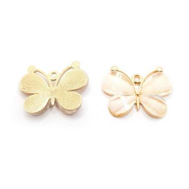 Imagem de Pingente Borboleta Metal com Vidro Branca 22x29mm 10pçs 50g Colar Puls