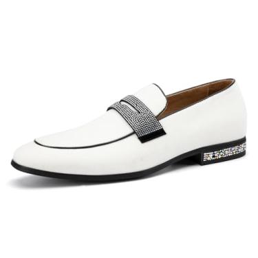 Imagem de JITAI Mocassins masculinos de veludo mocassins masculinos para terno de smoking, Branco/675, 44