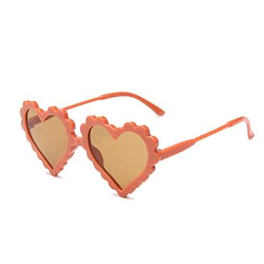 Imagem de DOOVID Óculos de sol infantis em forma de coração para meninas de 3 a 10 anos, proteção UV 400, ao ar livre, praia, Z, coração, laranja, tamanho único
