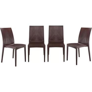 Imagem de Kit quatro cadeiras rattan marrom - Top Chairs